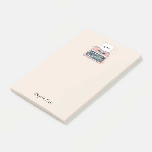 Post-it® Bloc-notes rose de machine à écrire rétro (Incliné)