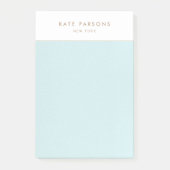 Post-it® Bloc-notes simple et élégant en cuir bleu pastel (Devant)