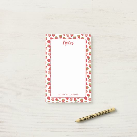 Post-it® Bloc-notes Strawberry Notes (Sur un bureau)