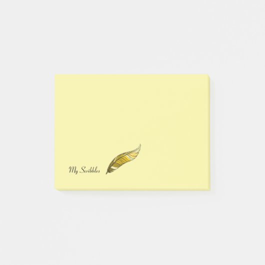 Post-it® Bloc-notes - Stylo à plume jaune (Devant)
