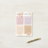 Post-it® Blocs de couleurs mignons avec abstrait chic flora (Sur un bureau)