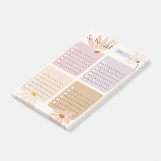 Post-it® Blocs de couleurs mignons avec abstrait chic flora (Incliné)