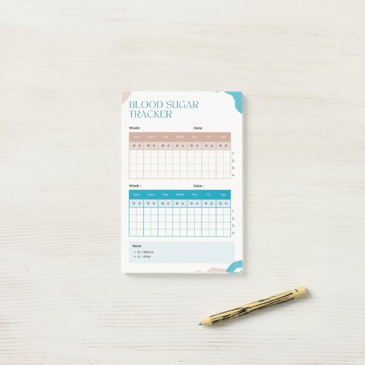 Post-it® Blood Sugar Weekly Tracker (Sur un bureau)