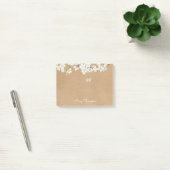 Post-it® Blossom Blanc Fleur Rustique Kraft Monogramme Nom (Bureau)