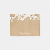 Post-it® Blossom Blanche Nom Kraft Rustique Script (Devant)
