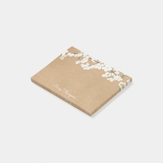Post-it® Blossom Blanche Nom Kraft Rustique Script (Incliné)