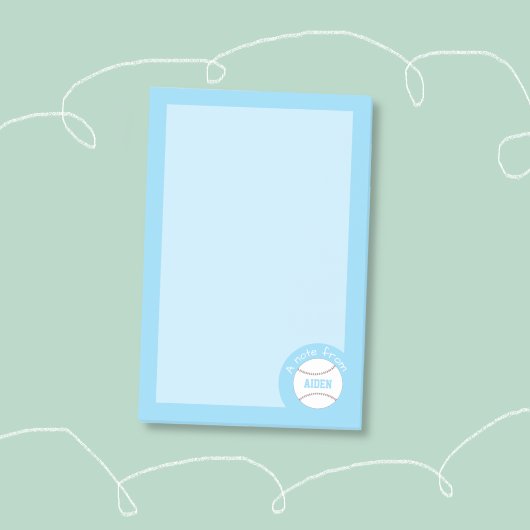 Post-it® Blue Baseball Personalized Kids Notes 