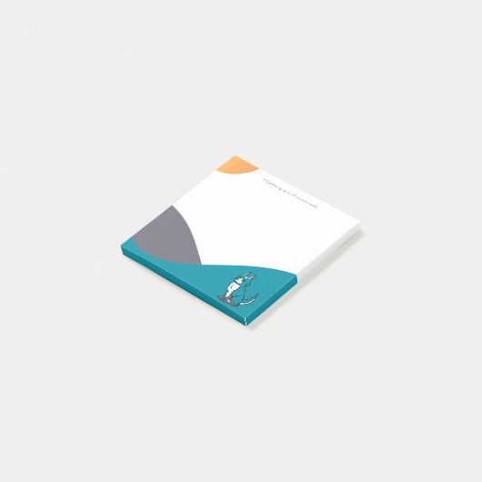 Post-it® Blue Cartoon Dog Drawing Post-It Notes (Incliné)