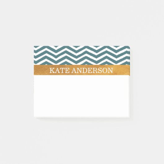 Post-it® Blue Chevron et Faux Gold Foil (Devant)