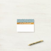 Post-it® Blue Chevron et Faux Gold Foil (Sur un bureau)