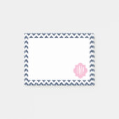 Post-it® Blue Chevron Ikat Monogrammed Post It Notes (Devant)
