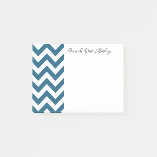 Post-it® Blue Chevron Personnalisé Post Notes (Devant)