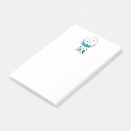 Post-it® Blue Dreamcatcher Design Boho élégant (Incliné)