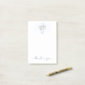 Post-it® Blue Floral Cross Baptism/Christening Thank You (Sur un bureau)