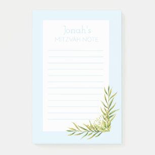Post-it® Blue Floral Mitzvah Note : 4x6 Sticky Pad