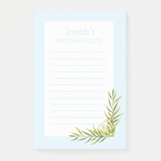 Post-it® Blue Floral Mitzvah Note : 4x6 Sticky Pad