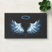 Post-it® Blue Glowing Angel Wings on black background (Bureau)