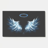 Post-it® Blue Glowing Angel Wings on black background (Devant)