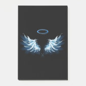 Post-it® Blue Glowing Angel Wings on black background (Devant)
