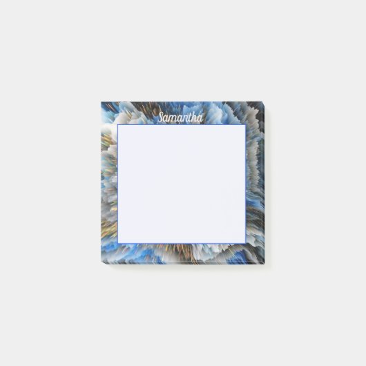 Post-it® Blue Gold Abstrait 3D effet Personnalisé 3x3 (Devant)