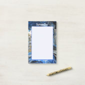 Post-it® Blue Gold Abstrait effet 3D Personnalisé 4x6 (Sur un bureau)