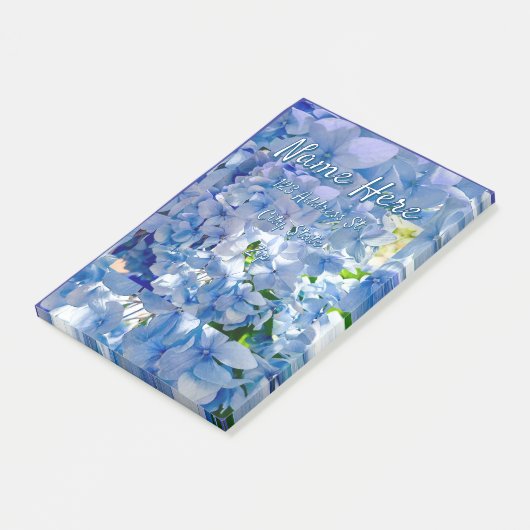 Post-it® Blue Hydrangea Nom personnalisé Adresse (Incliné)