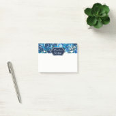 Post-it® Blue Indigo Floral Flowers Élégant Mariage chic (Bureau)
