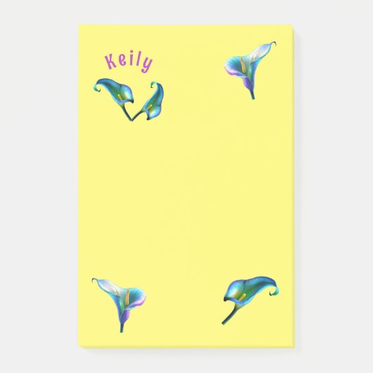 Post-it® Blue Iridescente Holographique Calla Lilies (Devant)