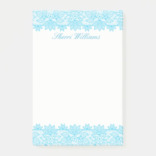 Post-it® Blue Lacy Personnalisé Post It Note Pad (Devant)