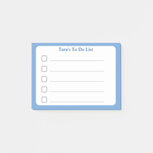 Post-it® Blue Minimalistic Custom Name To Do List Sticky (Devant)