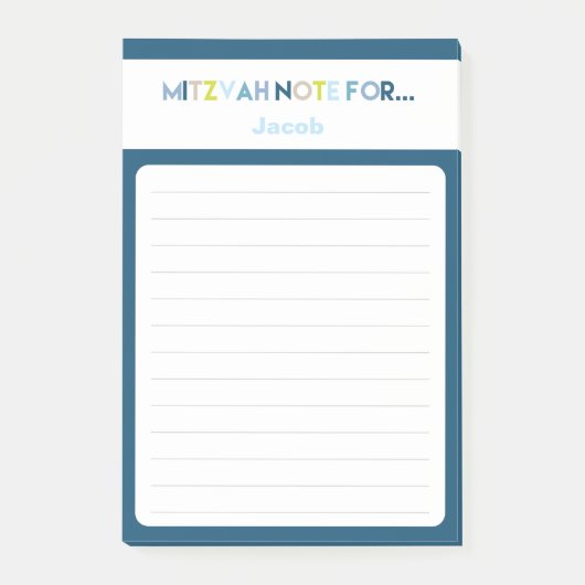 Post-it® Blue Mitzvah Note : 4 x 6 Sticky Pad (Devant)