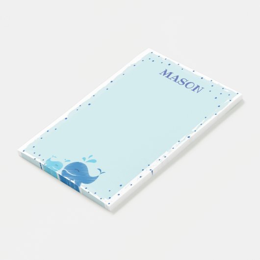 Post-it® Blue Nautical Whale Post It Note (Incliné)