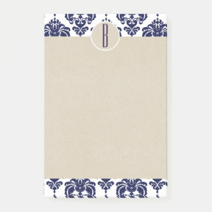 Post-it® Blue Navy White Glam Damas Kraft Monogramme initia