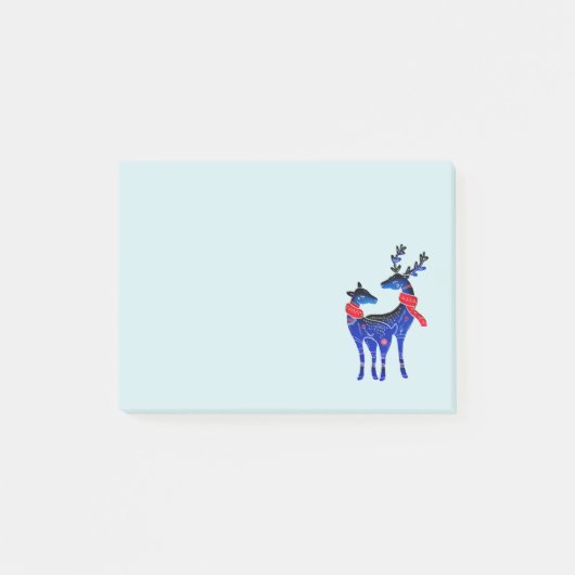 Post-it® Blue Nordic Christmas Reindeer Pair (Devant)
