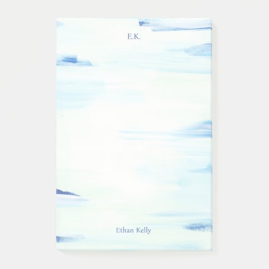 Post-it® Blue Ocean Abstrait Art Nom personnalisé (Devant)