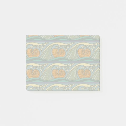 Post-it® Blue Ocean Waves Nautilus Seashell Motif Nouveau (Devant)