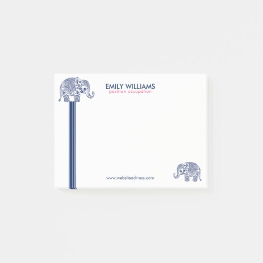 Post-it® Blue Paisley Elephant & Stripes décoratives (Devant)