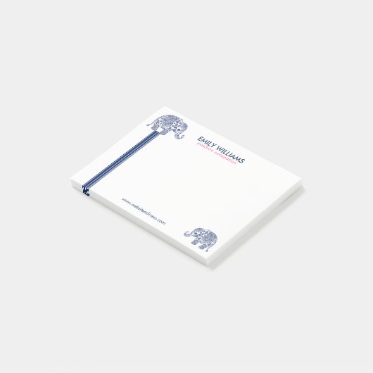 Post-it® Blue Paisley Elephant & Stripes décoratives (Incliné)