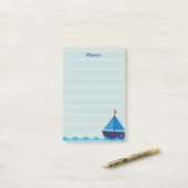 Post-it® Blue Sail Boat Post it Notes Papeterie (Sur un bureau)