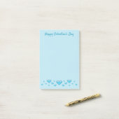 Post-it® Blue Valentine's Day Hearts & Custom Text (Sur un bureau)