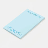 Post-it® Blue Valentine's Day Hearts & Custom Text (Incliné)