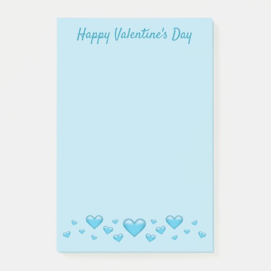 Post-it® Blue Valentine's Day Hearts & Custom Text (Devant)