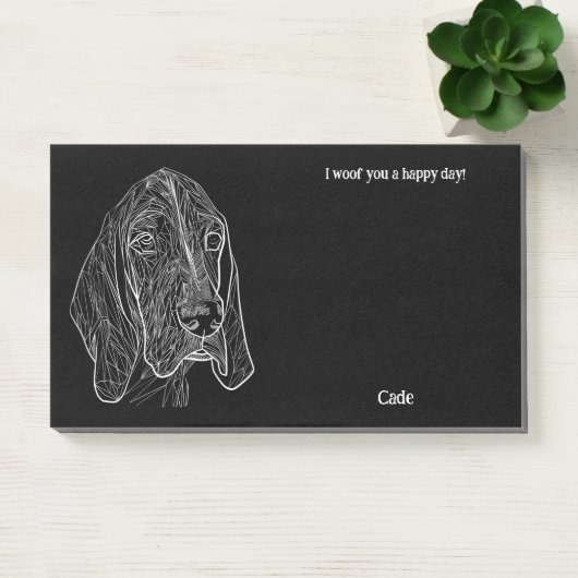 Post-it® Bluetick Coonhound Art Abstrait Nom du chien (Bureau)