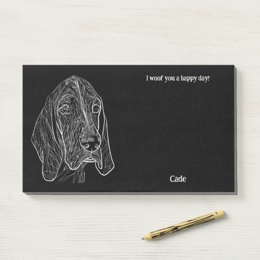 Post-it® Bluetick Coonhound Art Abstrait Nom du chien (Sur un bureau)