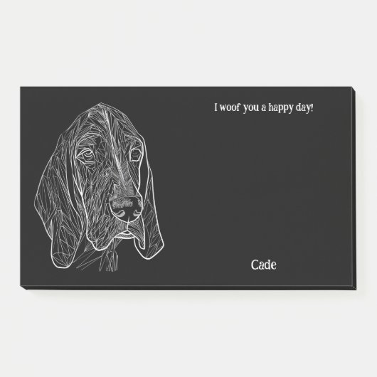 Post-it® Bluetick Coonhound Art Abstrait Nom du chien (Devant)