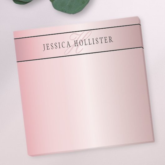 Post-it® Blush Élégant Faux Or Rose | Nom & Initiales