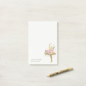 Post-it® Blush Gold Floral Girl Dance Academy Logo (Sur un bureau)