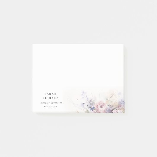 Post-it® Blush Lilac Aquarelle Rose Floral Bunal Business (Devant)