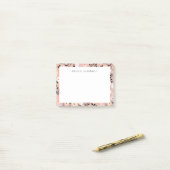 Post-it® Blush Pink Floral Motif Ajouter Votre Nom (Sur un bureau)