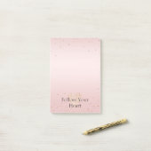 Post-it® Blush Pink Glitter Love Gold Confetti Heart (Sur un bureau)